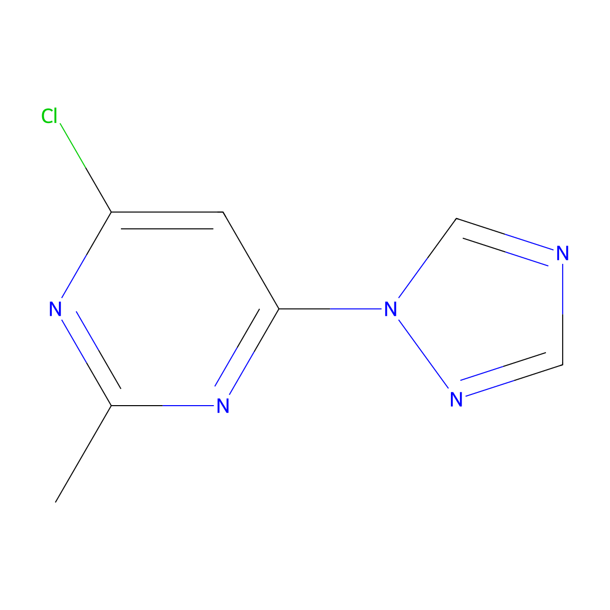 4-chloro-2-methyl-6-(1H-1,2,4-triazol-1-yl)pyrimidine molecular structure, CAS 1247897-60-4