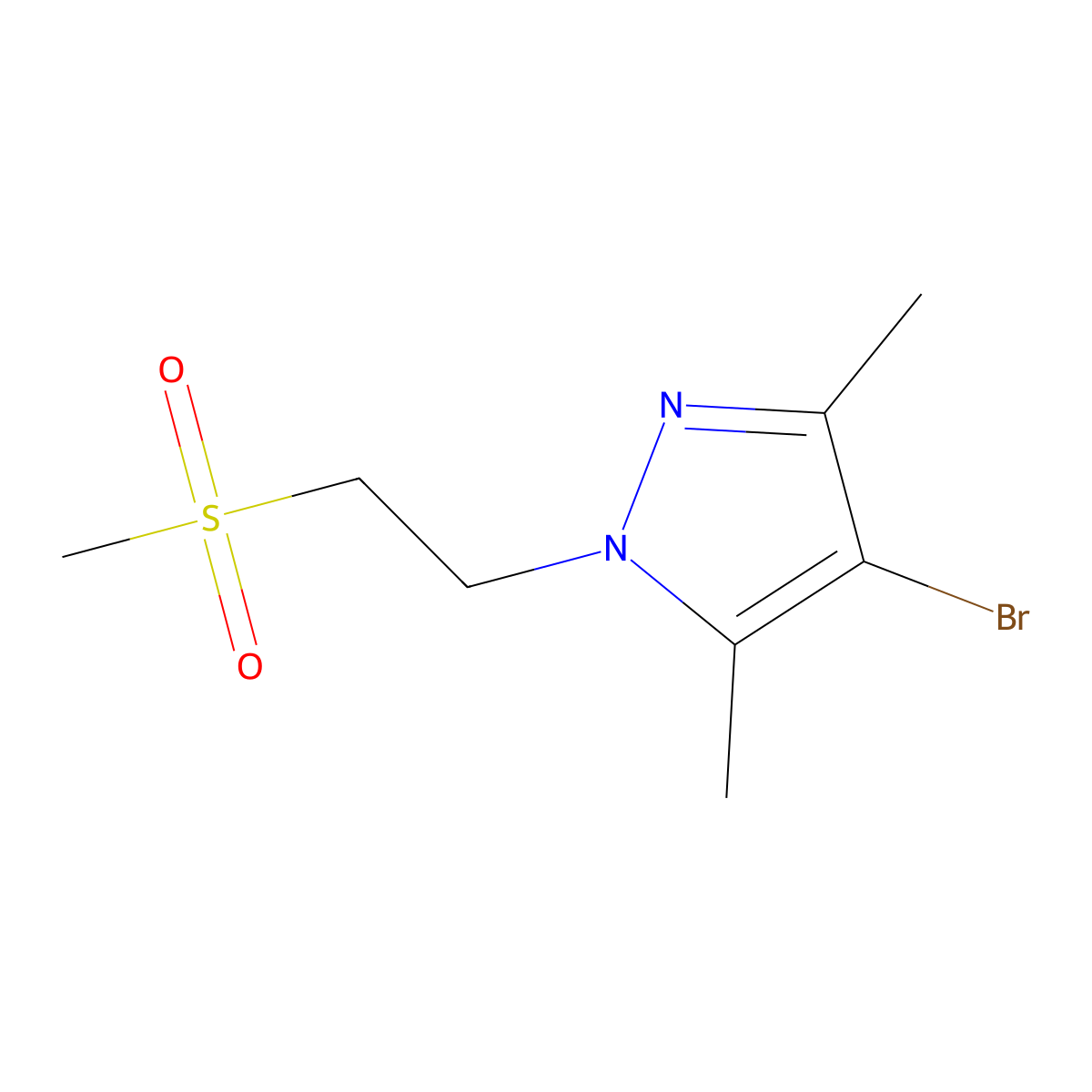 4-bromo-1-(2-methanesulfonylethyl)-3,5-dimethyl-1H-pyrazole molecular structure, CAS 1247899-26-8