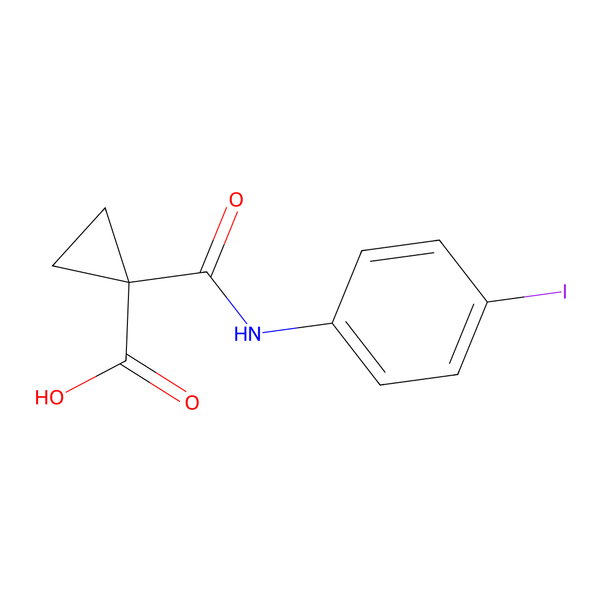 1-[(4-Iodophenyl)carbamoyl]cyclopropane-1-carboxylic acid molecular structure, CAS 1247901-32-1
