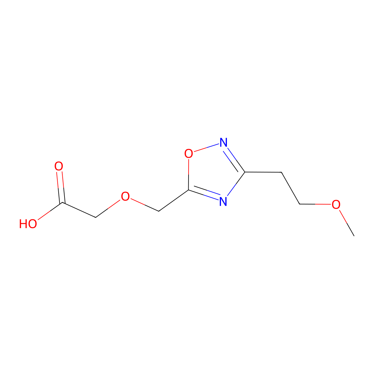 2-{[3-(2-Methoxyethyl)-1,2,4-oxadiazol-5-yl]methoxy}acetic acid molecular structure, CAS 1247904-12-6