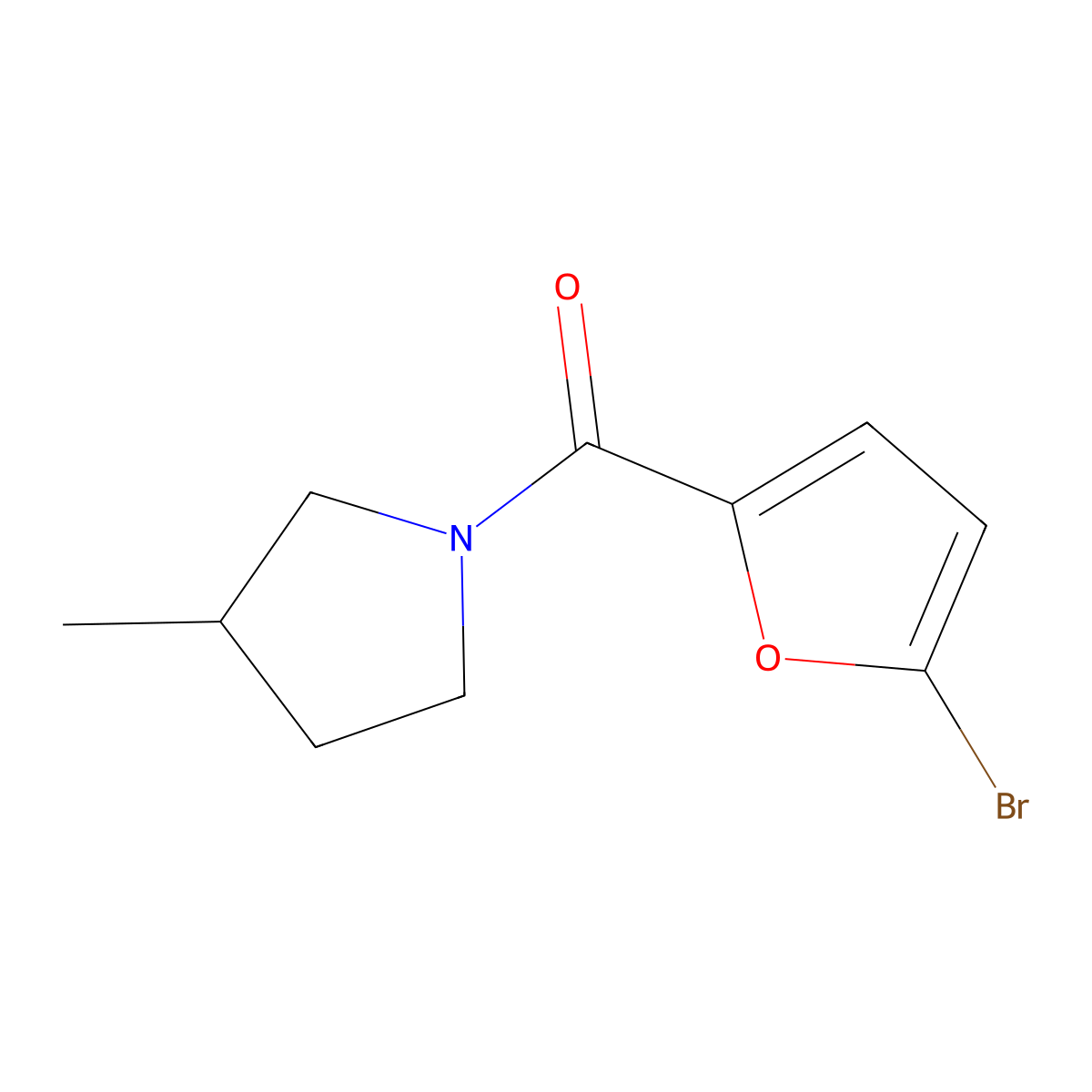 (5-Bromofuran-2-yl)(3-methylpyrrolidin-1-yl)methanone molecular structure, CAS 1247905-62-9