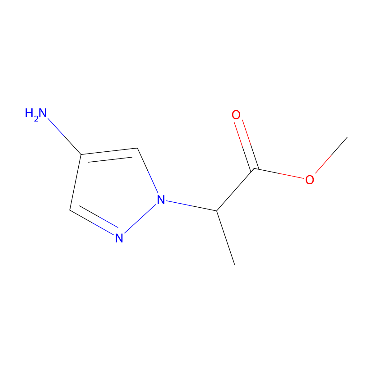 methyl 2-(4-amino-1H-pyrazol-1-yl)propanoate molecular structure, CAS 1247905-96-9