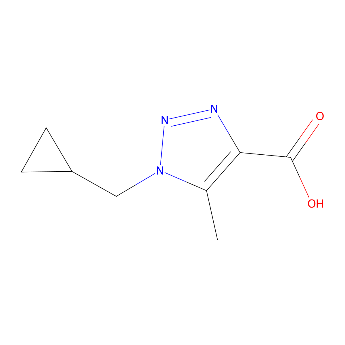 1-(cyclopropylmethyl)-5-methyl-1H-1,2,3-triazole-4-carboxylic acid molecular structure, CAS 1247906-18-8