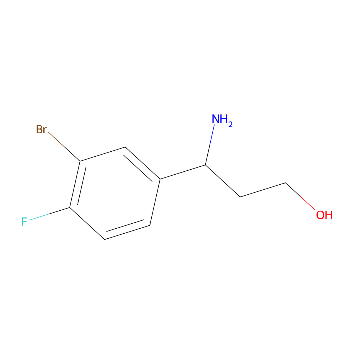 3-Amino-3-(3-bromo-4-fluorophenyl)propan-1-ol molecular structure, CAS 1247908-89-9