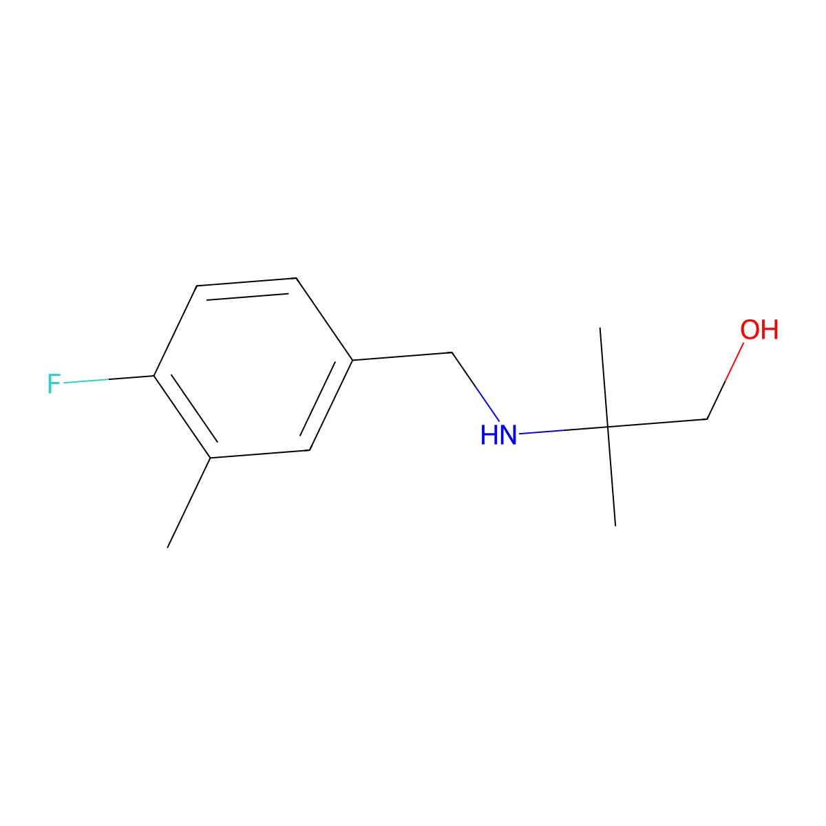 2-{[(4-Fluoro-3-methylphenyl)methyl]amino}-2-methylpropan-1-ol molecular structure, CAS 1247915-36-1