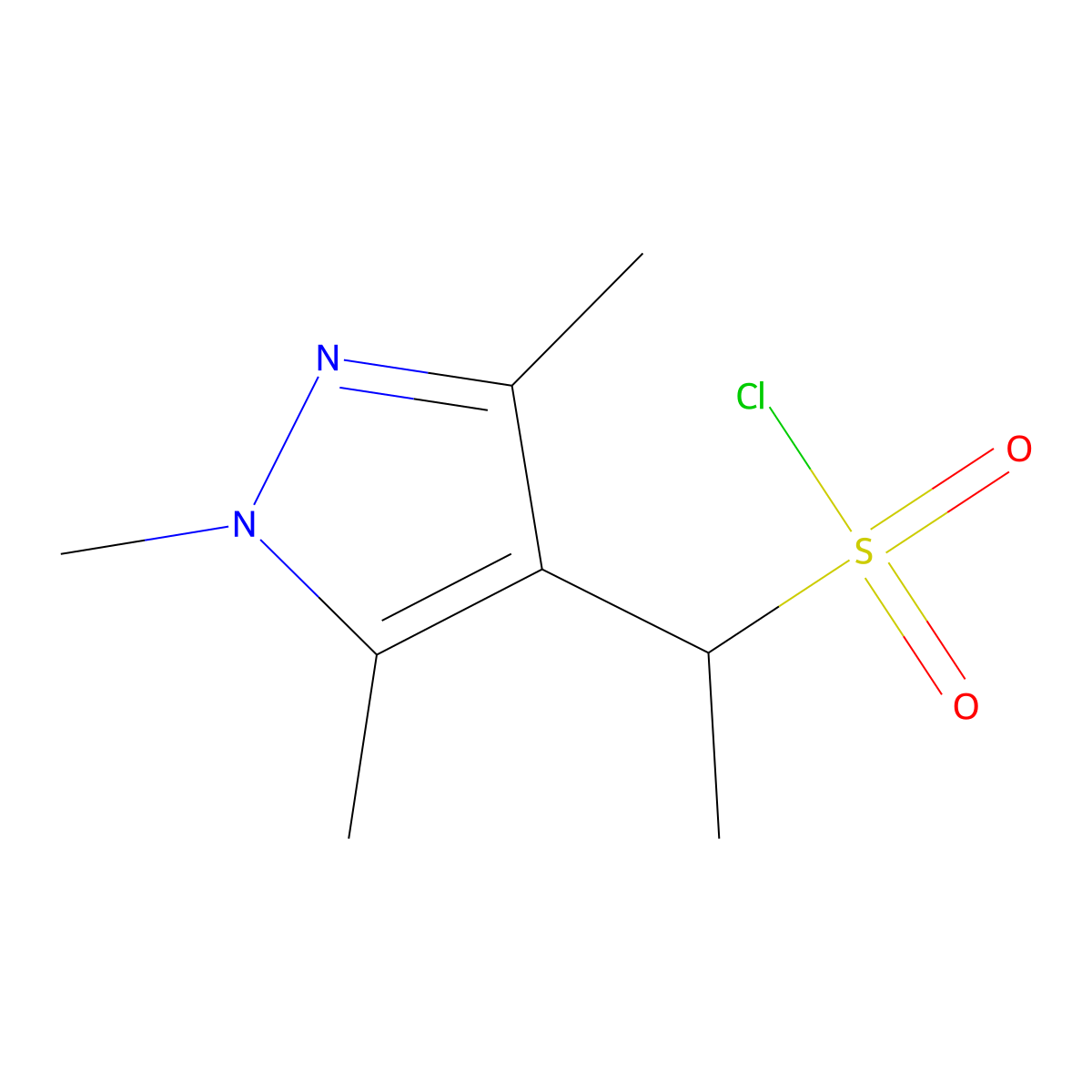1-(1,3,5-Trimethyl-1h-pyrazol-4-yl)ethane-1-sulfonyl chloride molecular structure, CAS 1247915-51-0