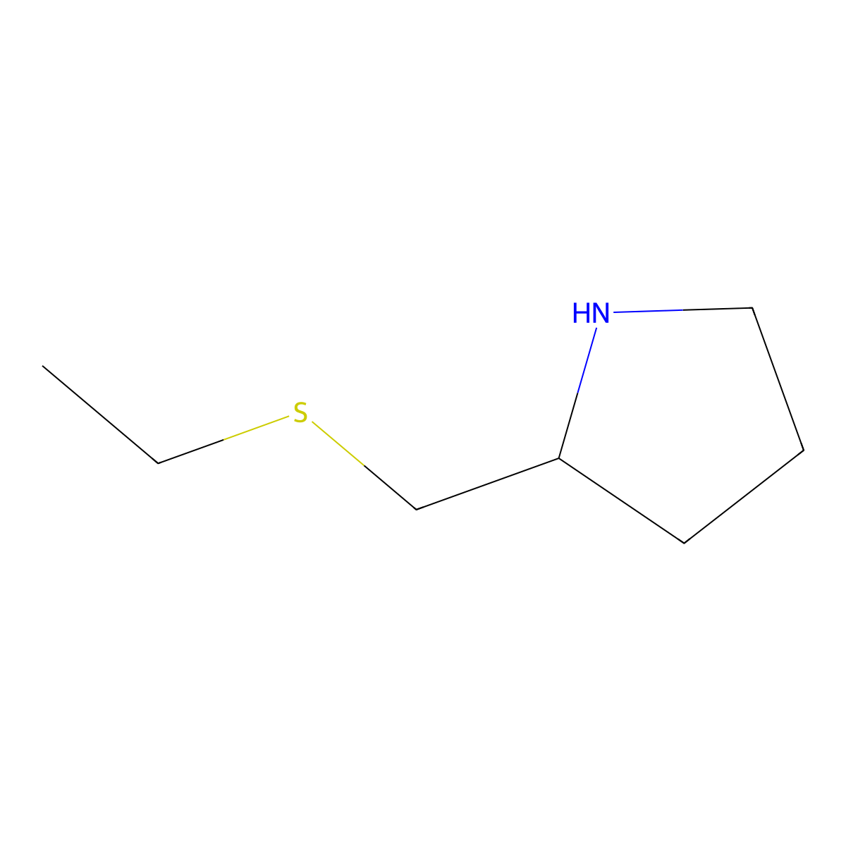 2-[(Ethylsulfanyl)methyl]pyrrolidine molecular structure, CAS 1247918-10-0