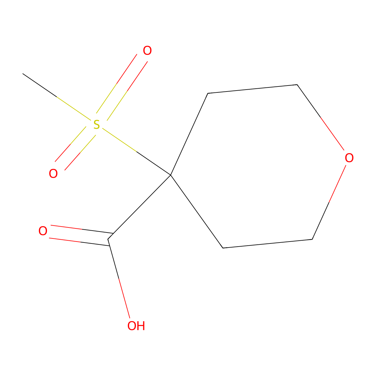 4-Methanesulfonyloxane-4-carboxylic acid molecular structure, CAS 1247919-19-2