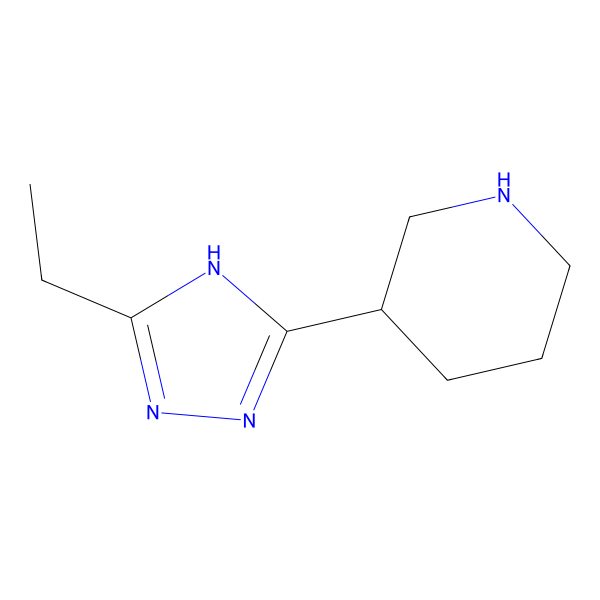 3-(5-ethyl-4H-1,2,4-triazol-3-yl)piperidine molecular structure, CAS 1247920-91-7