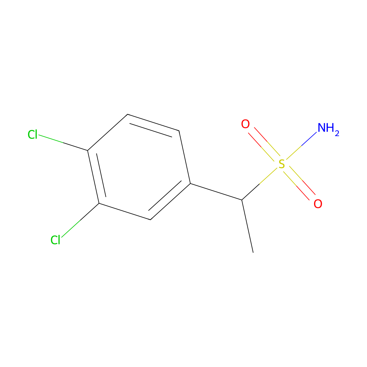 1-(3,4-Dichlorophenyl)ethane-1-sulfonamide molecular structure, CAS 1247923-94-9