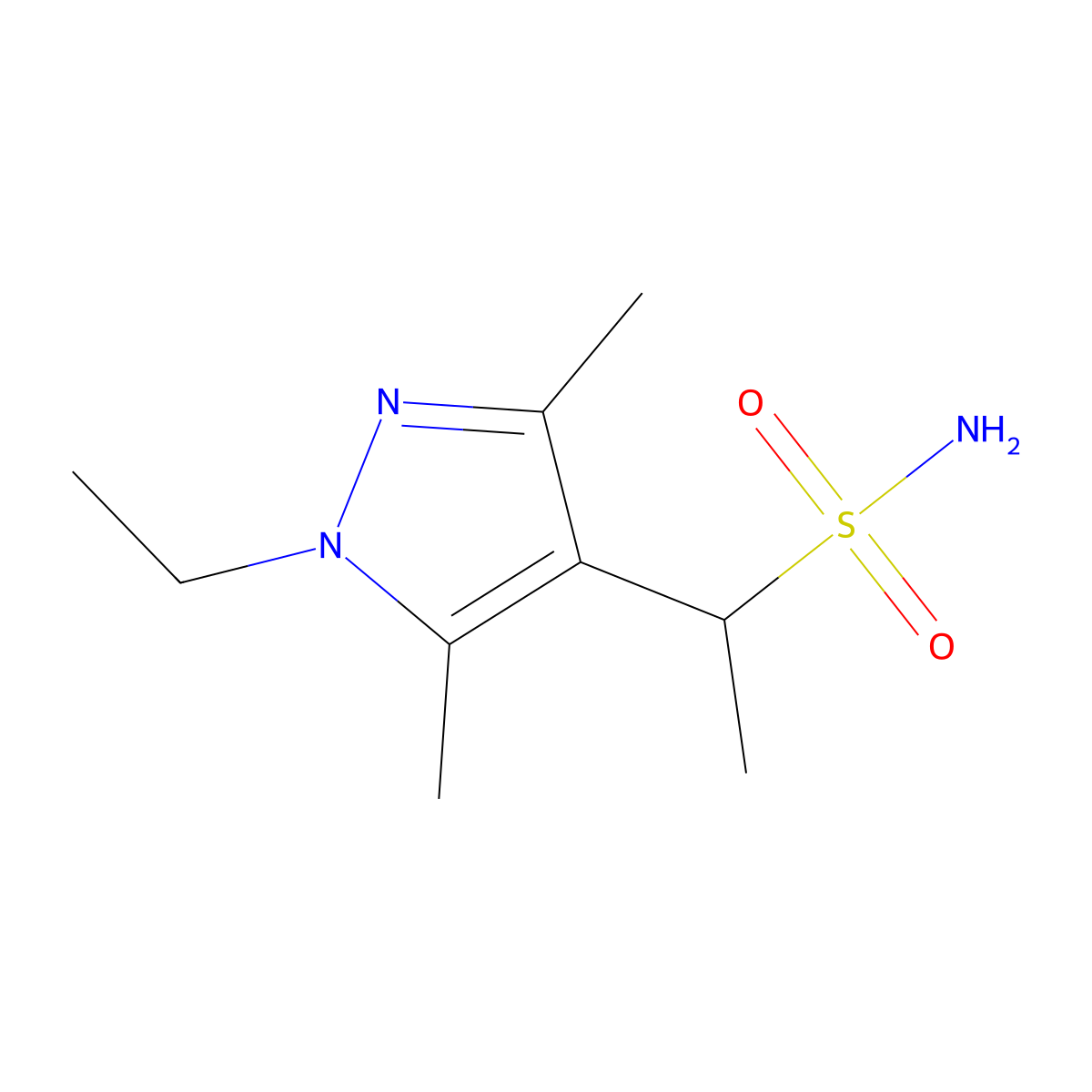 1-(1-Ethyl-3,5-dimethyl-1h-pyrazol-4-yl)ethane-1-sulfonamide molecular structure, CAS 1247936-40-8