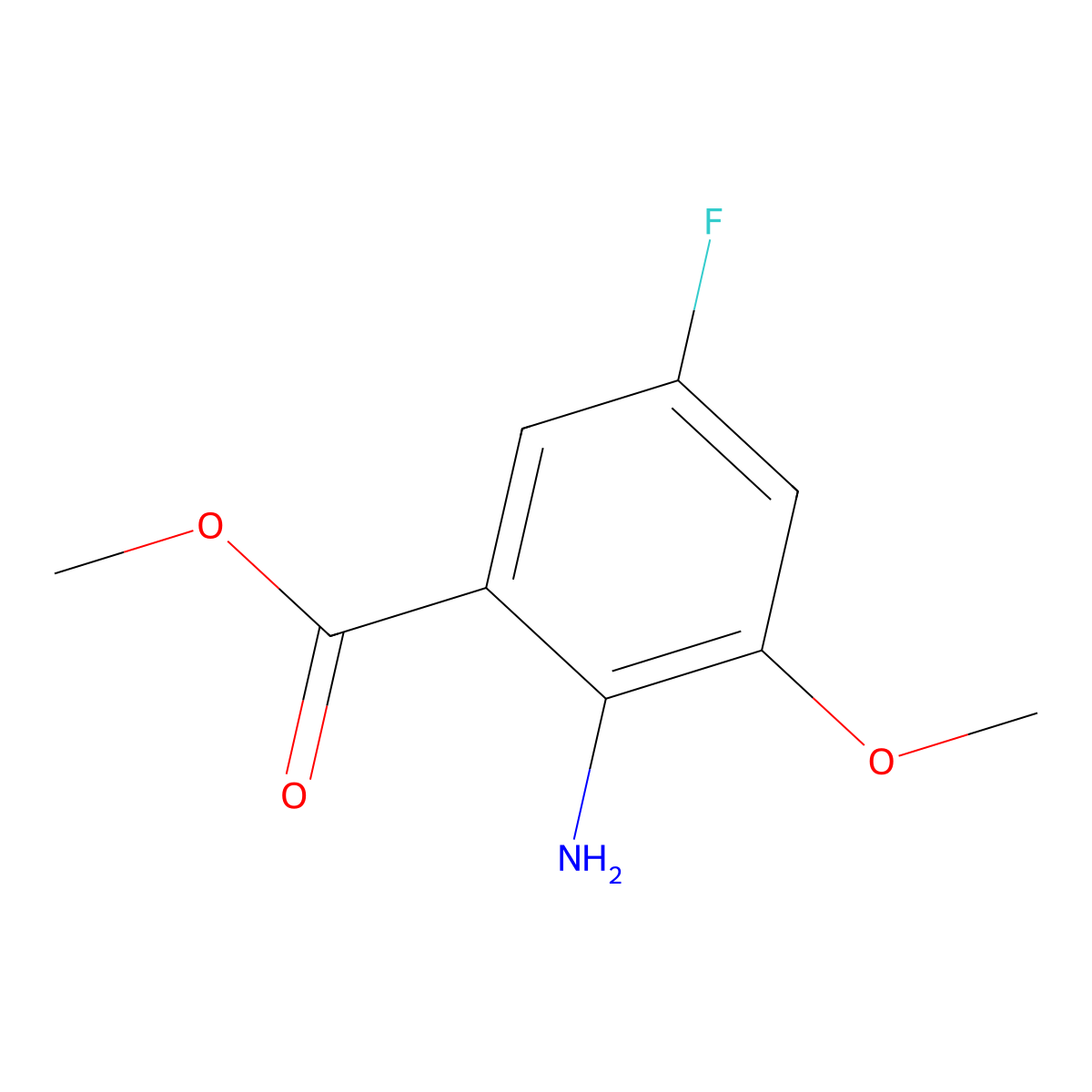 Methyl 2-amino-5-fluoro-3-methoxybenzoate molecular structure, CAS 1247936-83-9