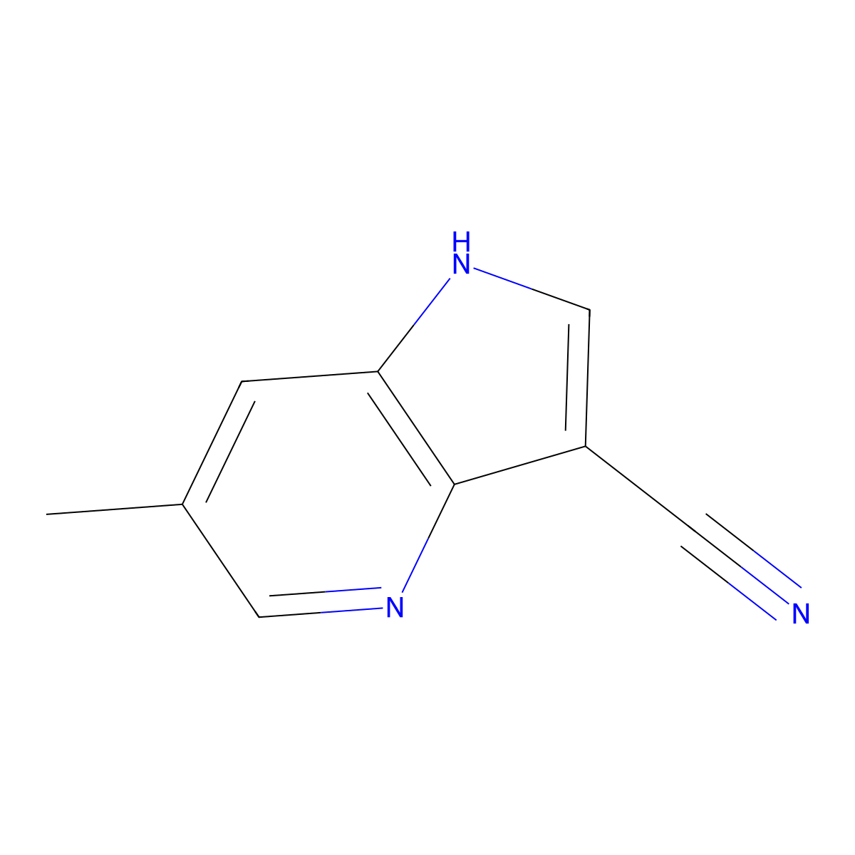 6-methyl-1H-pyrrolo[3,2-b]pyridine-3-carbonitrile molecular structure, CAS 1247940-17-5
