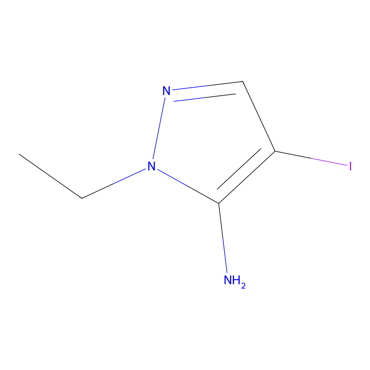 1-ethyl-4-iodo-1H-pyrazol-5-amine molecular structure, CAS 1247944-28-0