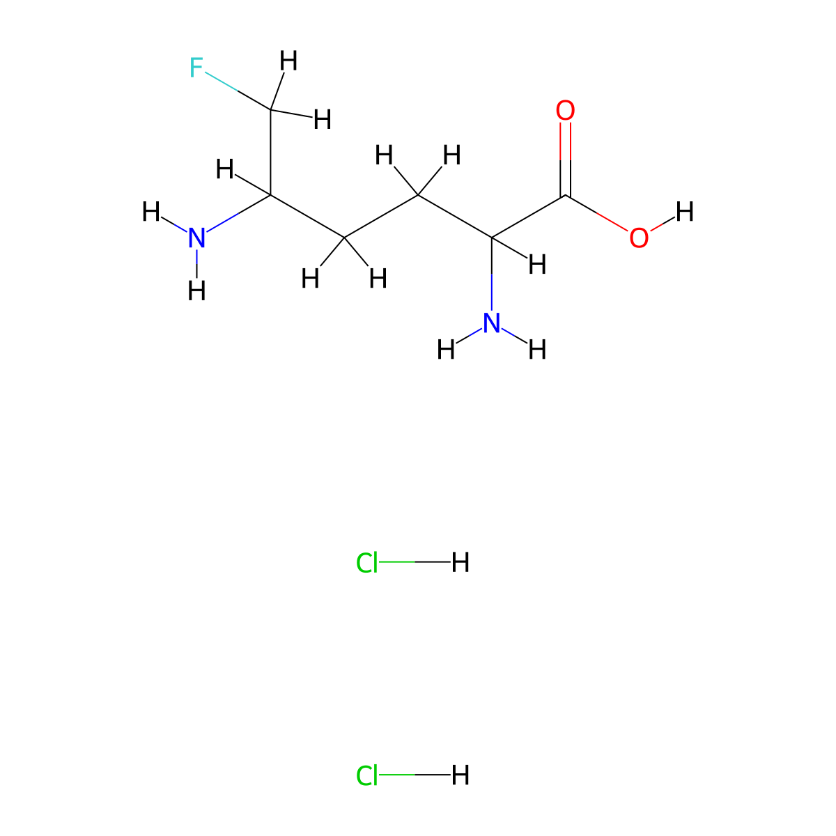 2,5-Diamino-6-fluorohexanoic acid dihydrochloride molecular structure, CAS 124796-41-4