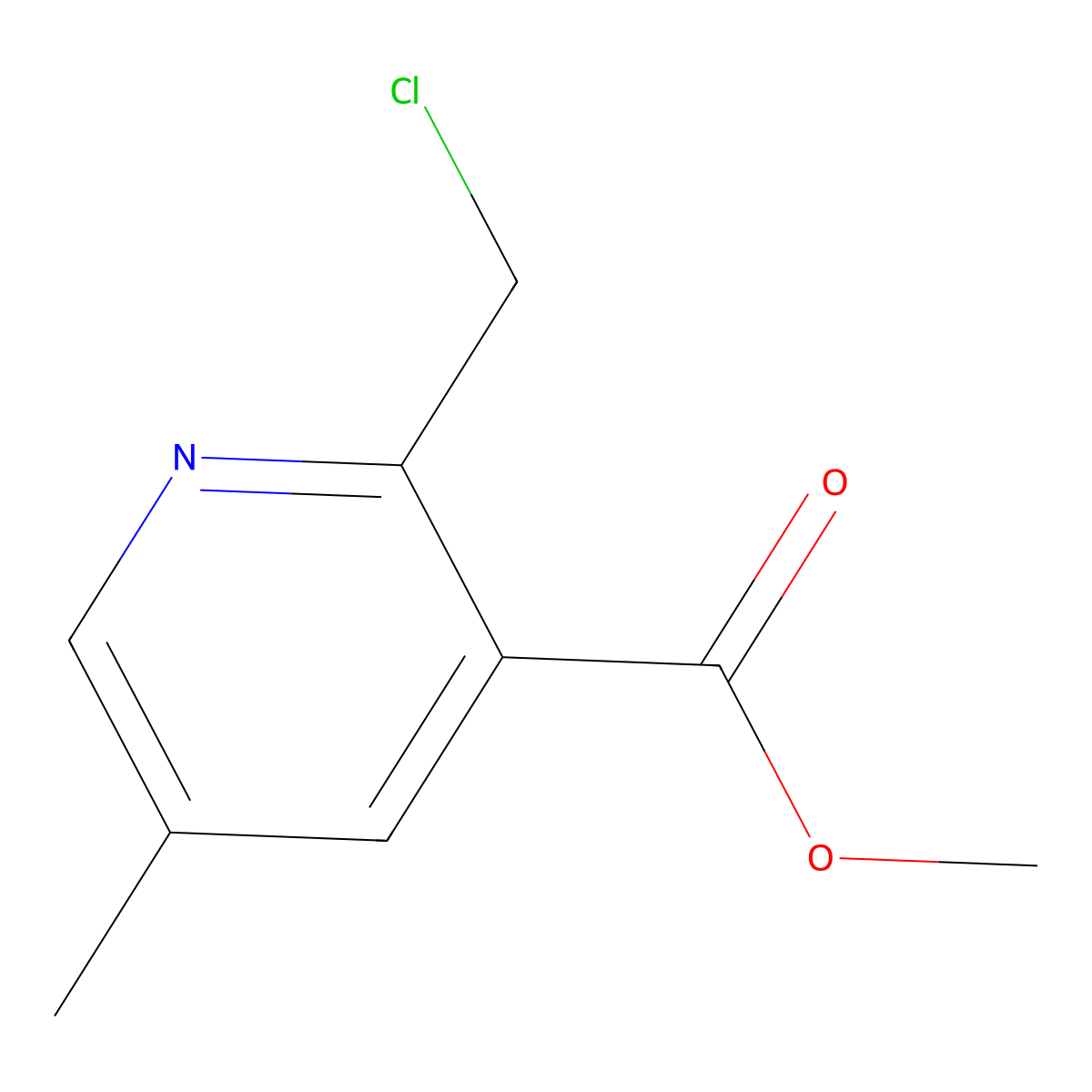 Methyl 2-(chloromethyl)-5-methylnicotinate molecular structure, CAS 124796-99-2