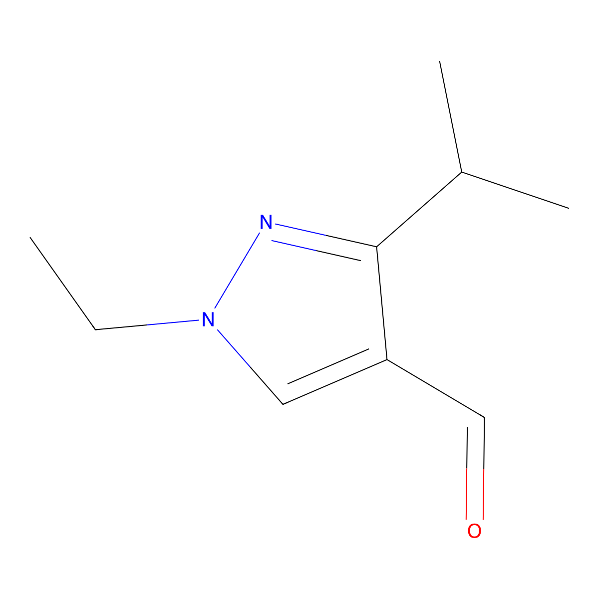 1-Ethyl-3-isopropyl-1H-pyrazole-4-carbaldehyde molecular structure, CAS 1247982-17-7
