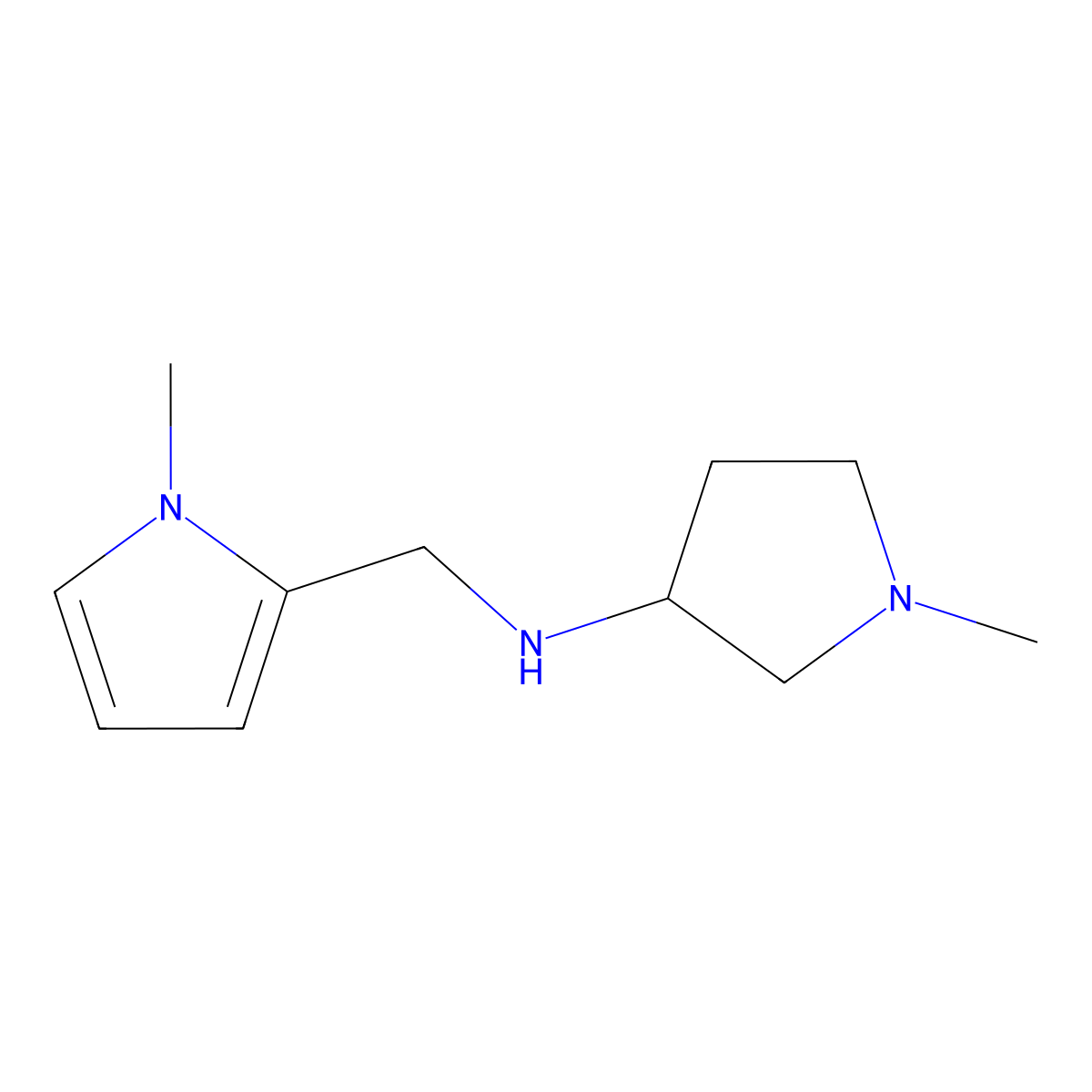 1-methyl-N-[(1-methyl-1H-pyrrol-2-yl)methyl]pyrrolidin-3-amine molecular structure, CAS 1247983-09-0