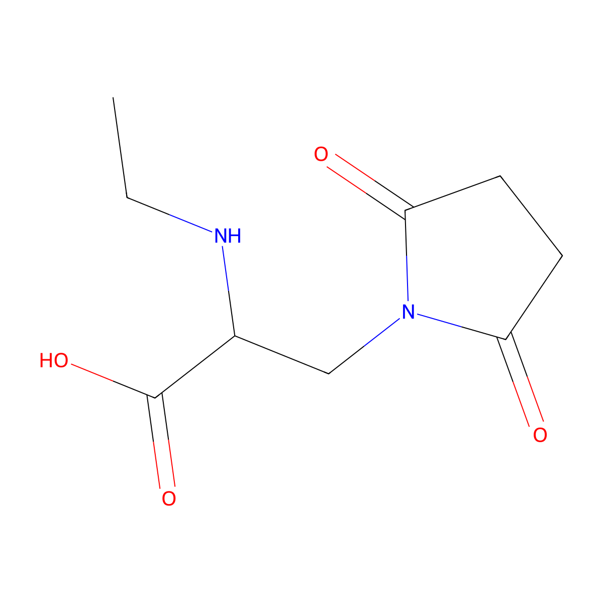 3-(2,5-Dioxopyrrolidin-1-yl)-2-(ethylamino)propanoic acid molecular structure, CAS 1247984-58-2