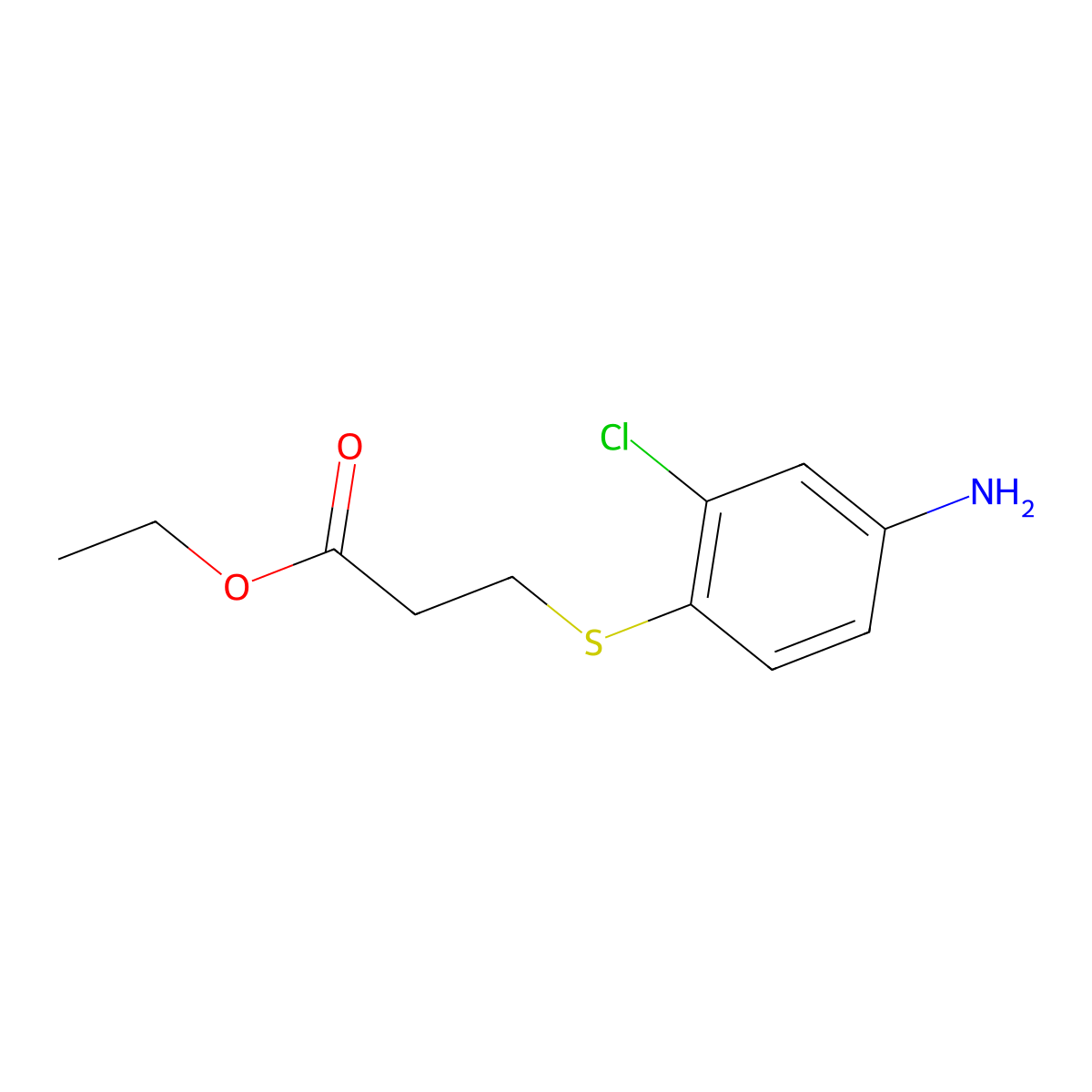 Ethyl 3-[(4-amino-2-chlorophenyl)sulfanyl]propanoate molecular structure, CAS 1247985-63-2