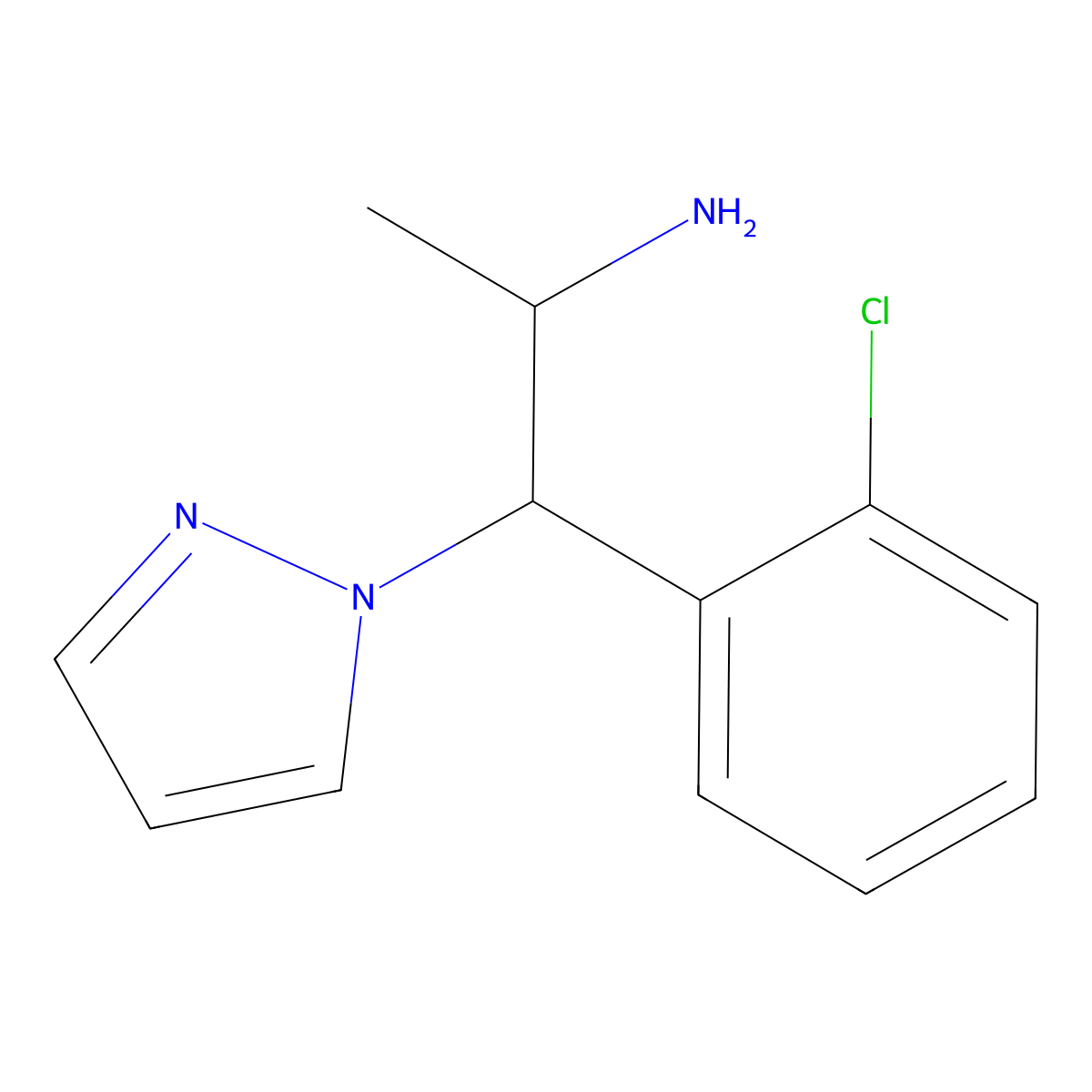 1-(2-Chlorophenyl)-1-(1H-pyrazol-1-yl)propan-2-amine molecular structure, CAS 1247987-28-5