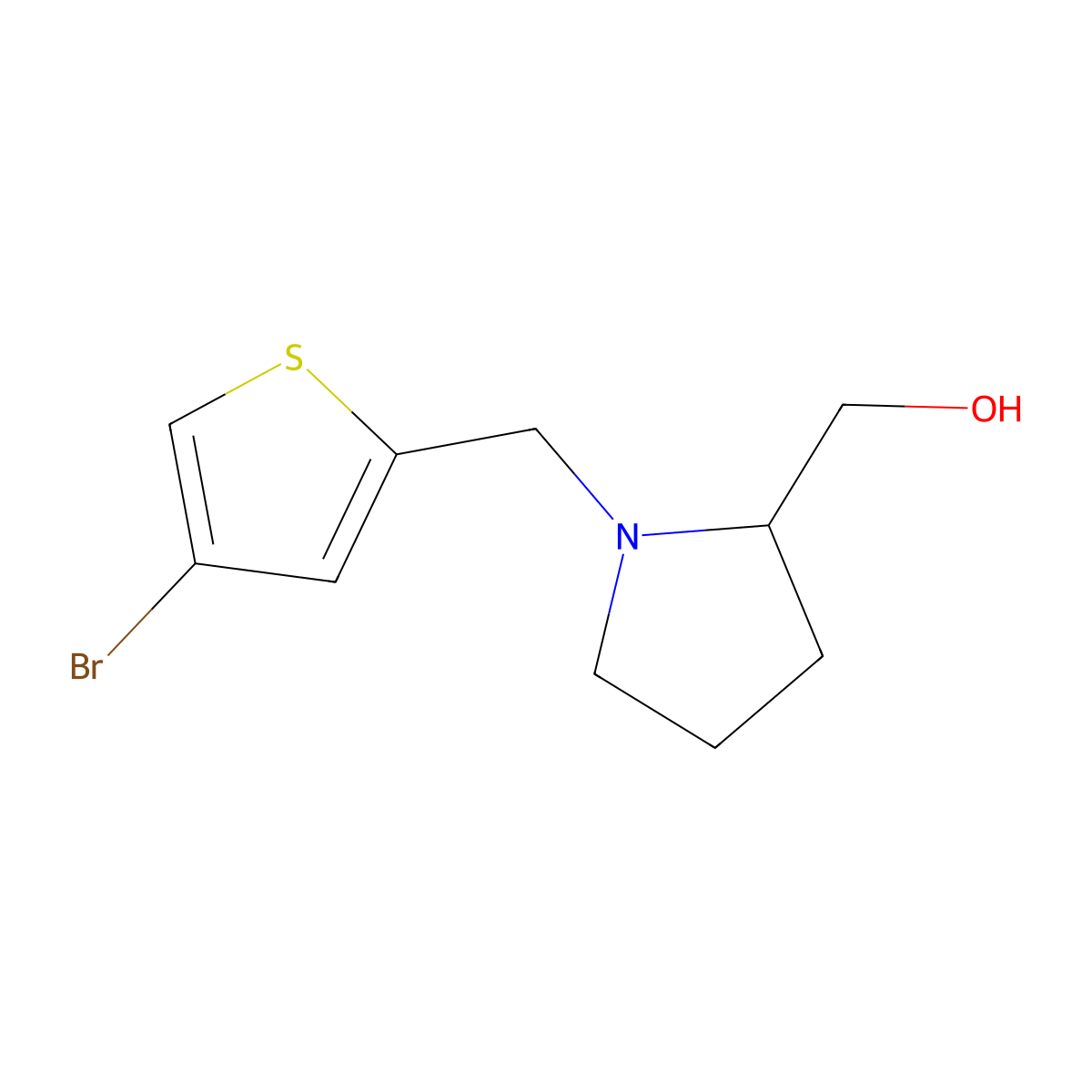 (1-((4-Bromothiophen-2-yl)methyl)pyrrolidin-2-yl)methanol molecular structure, CAS 1247988-05-1