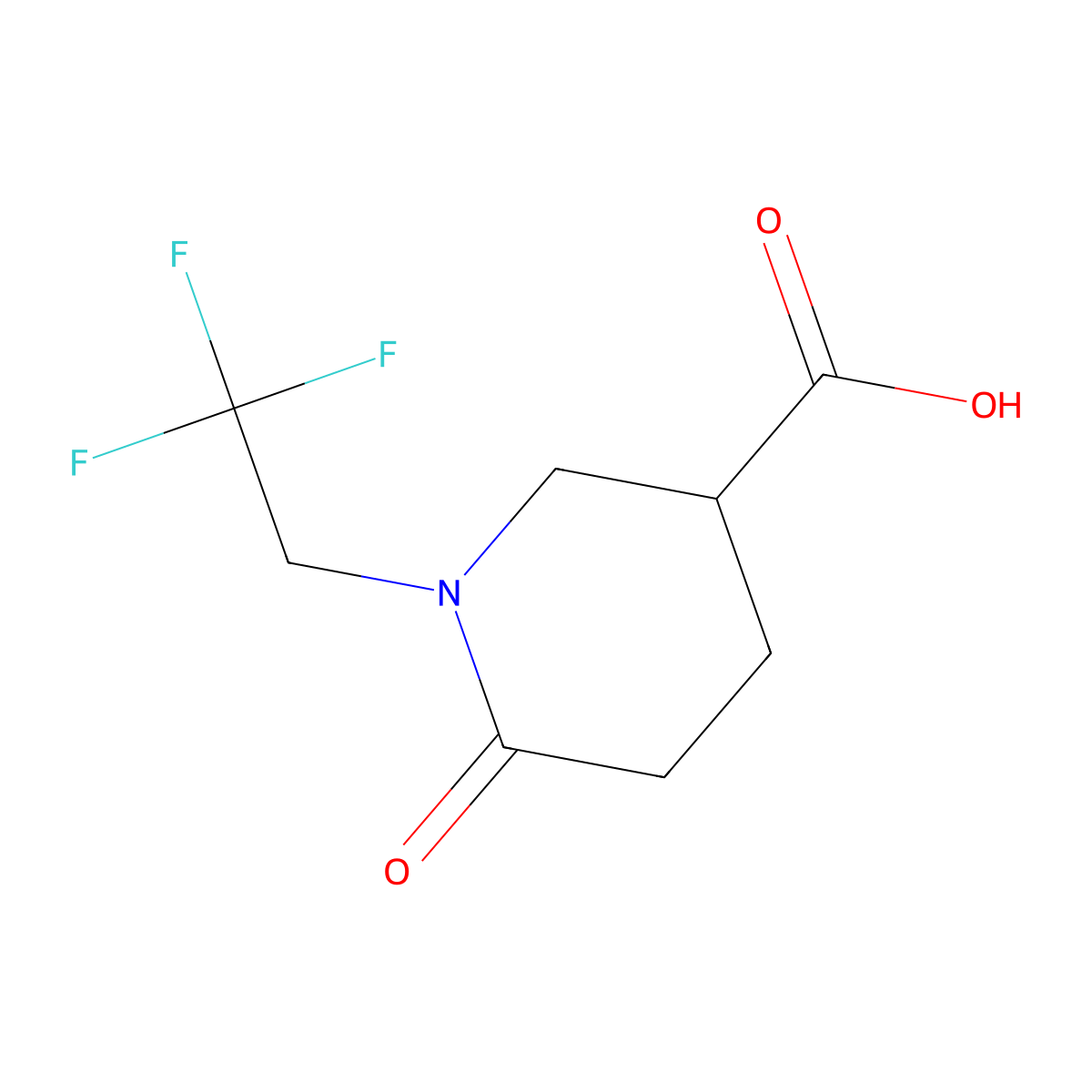 6-Oxo-1-(2,2,2-trifluoroethyl)piperidine-3-carboxylic acid molecular structure, CAS 1247988-25-5