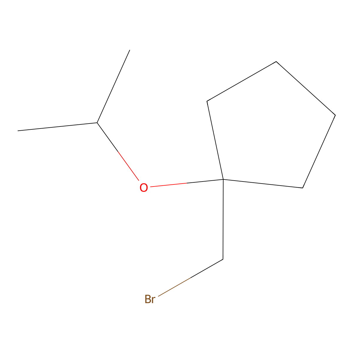 1-(Bromomethyl)-1-(propan-2-yloxy)cyclopentane molecular structure, CAS 1247990-61-9