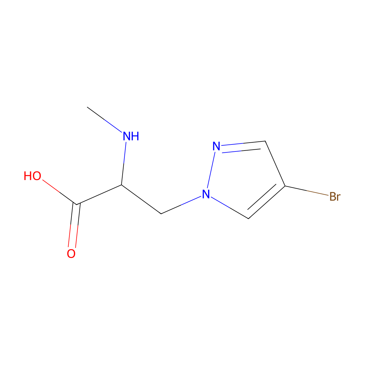 3-(4-Bromo-1h-pyrazol-1-yl)-2-(methylamino)propanoic acid molecular structure, CAS 1247990-68-6