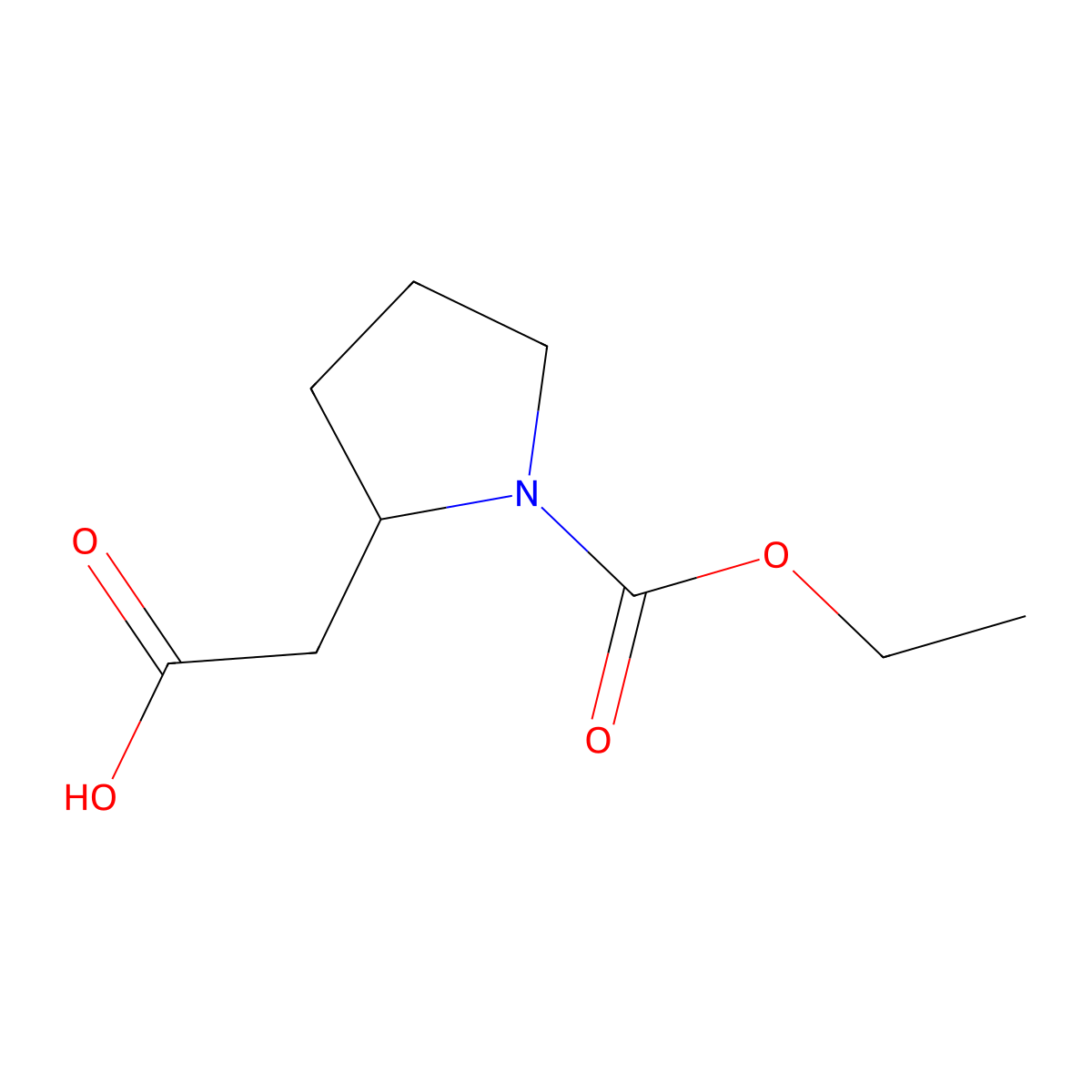 2-[1-(Ethoxycarbonyl)pyrrolidin-2-yl]acetic acid molecular structure, CAS 1247996-56-0