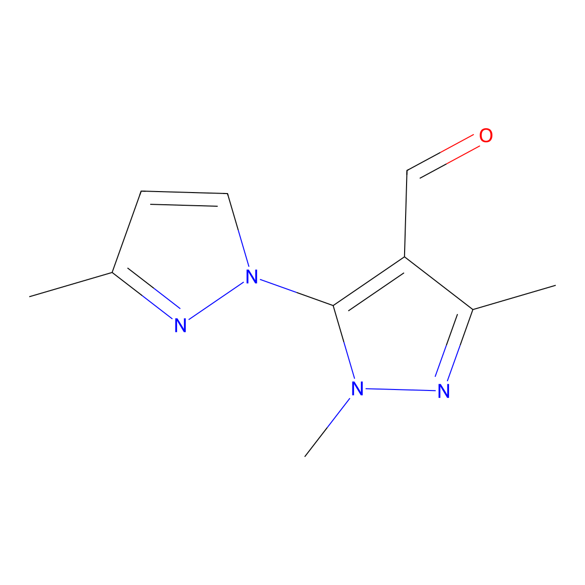 1,3-Dimethyl-5-(3-methyl-1H-pyrazol-1-yl)-1H-pyrazole-4-carbaldehyde molecular structure, CAS 1247997-45-0