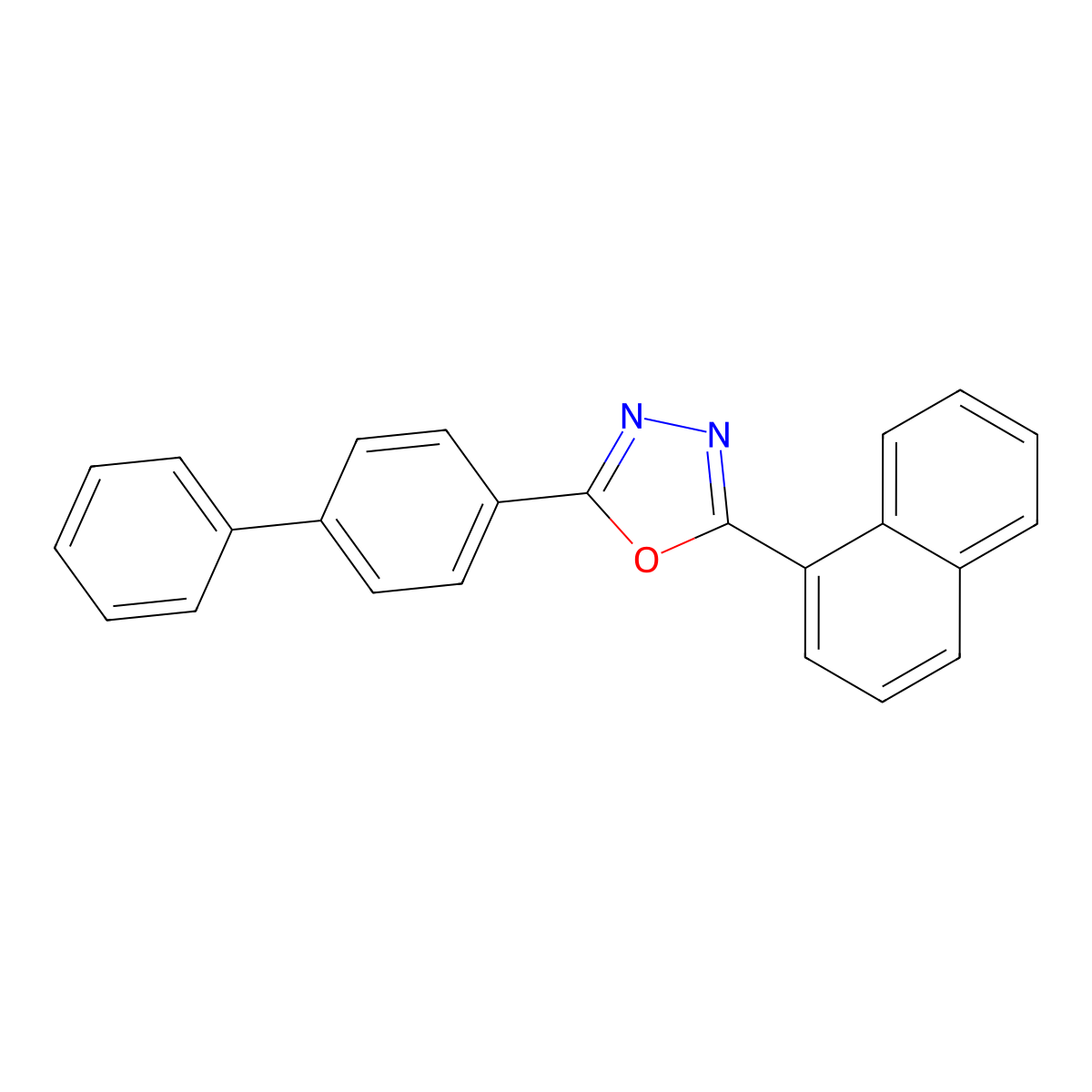 2-(1,1'-Biphenyl)-4-yl-5-(1-naphthyl)-1,3,4-oxadiazole molecular structure, CAS 1248-45-9