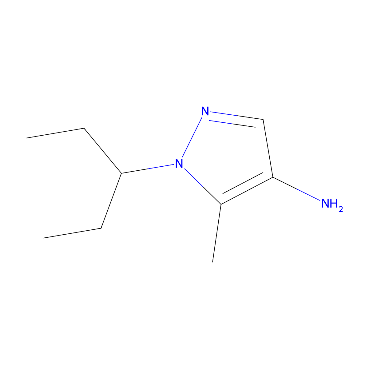 5-methyl-1-(pentan-3-yl)-1H-pyrazol-4-amine molecular structure, CAS 1248001-30-0