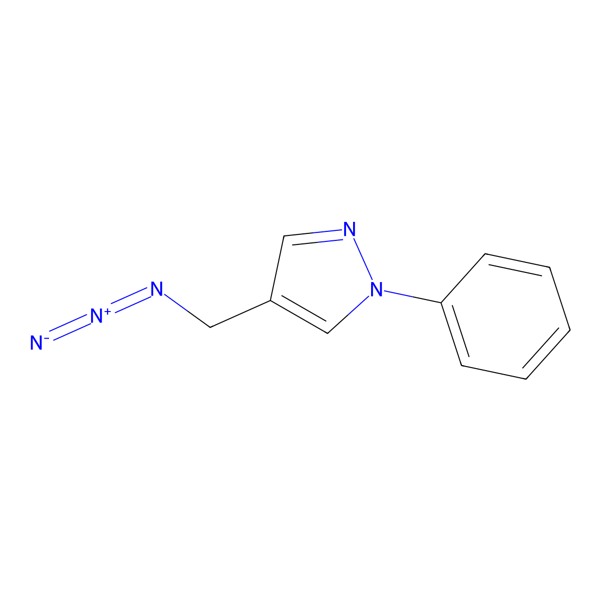 4-(azidomethyl)-1-phenyl-1H-pyrazole molecular structure, CAS 1248002-77-8