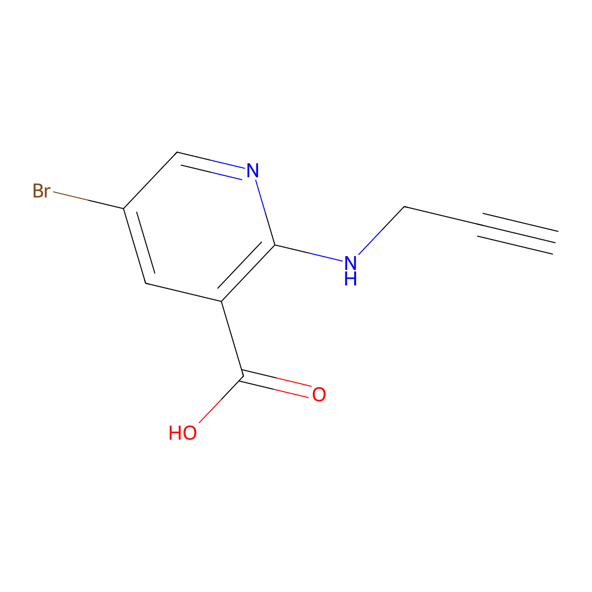 5-Bromo-2-[(prop-2-yn-1-yl)amino]pyridine-3-carboxylic acid molecular structure, CAS 1248005-62-0