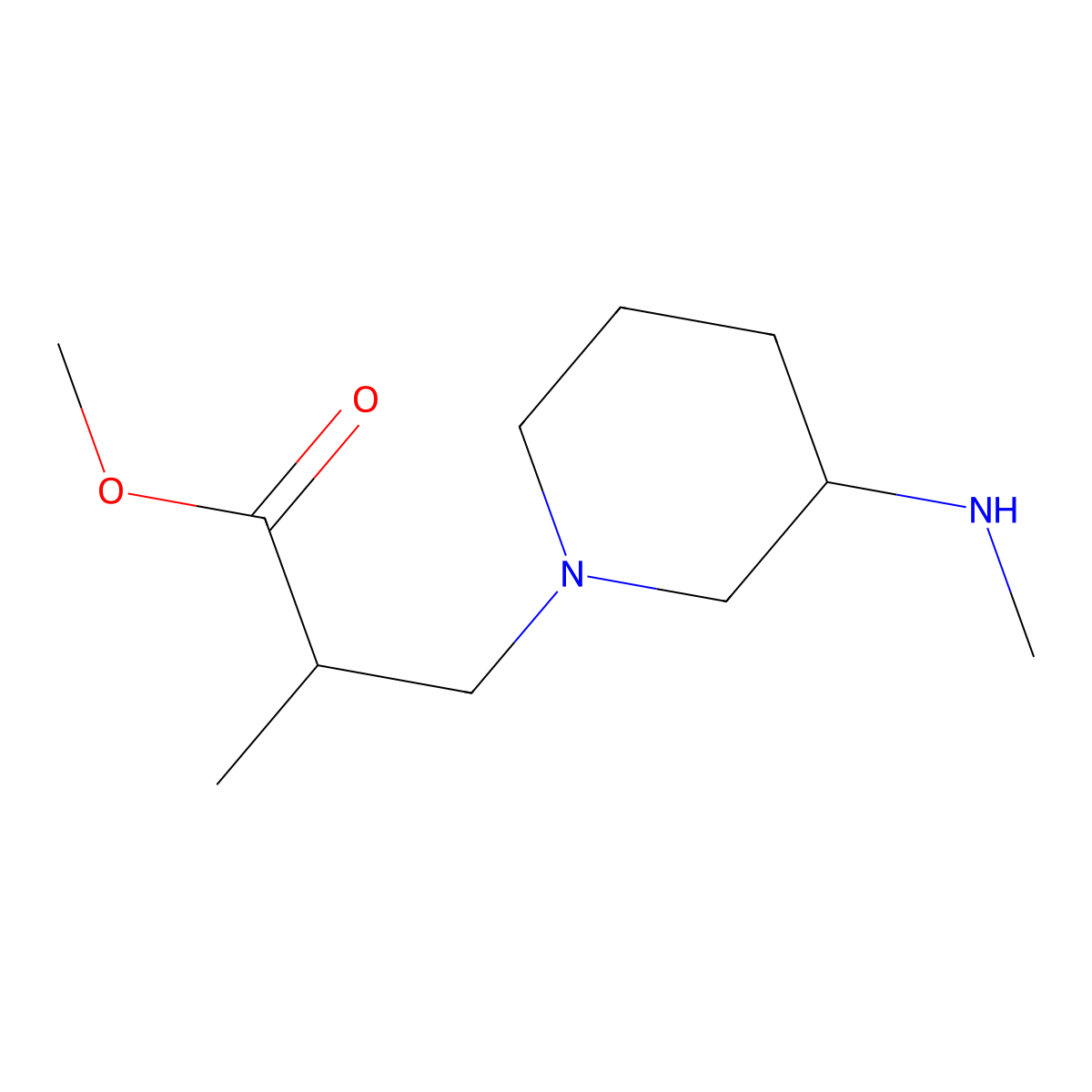 Methyl 2-methyl-3-[3-(methylamino)piperidin-1-yl]propanoate molecular structure, CAS 1248007-80-8