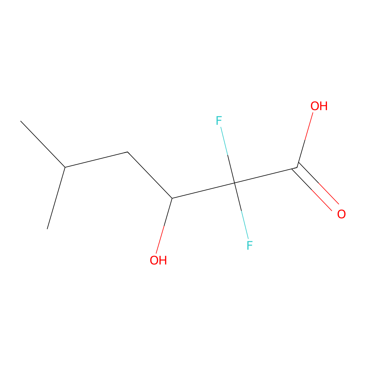 2,2-Difluoro-3-hydroxy-5-methylhexanoic acid molecular structure, CAS 1248009-70-2