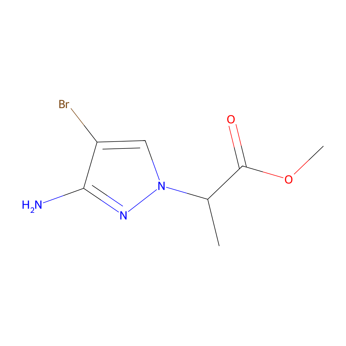 methyl 2-(3-amino-4-bromo-1H-pyrazol-1-yl)propanoate molecular structure, CAS 1248011-74-6