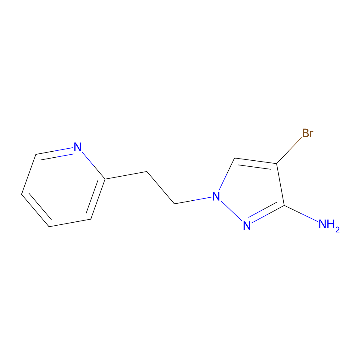 4-Bromo-1-(2-(pyridin-2-yl)ethyl)-1h-pyrazol-3-amine molecular structure, CAS 1248017-00-6