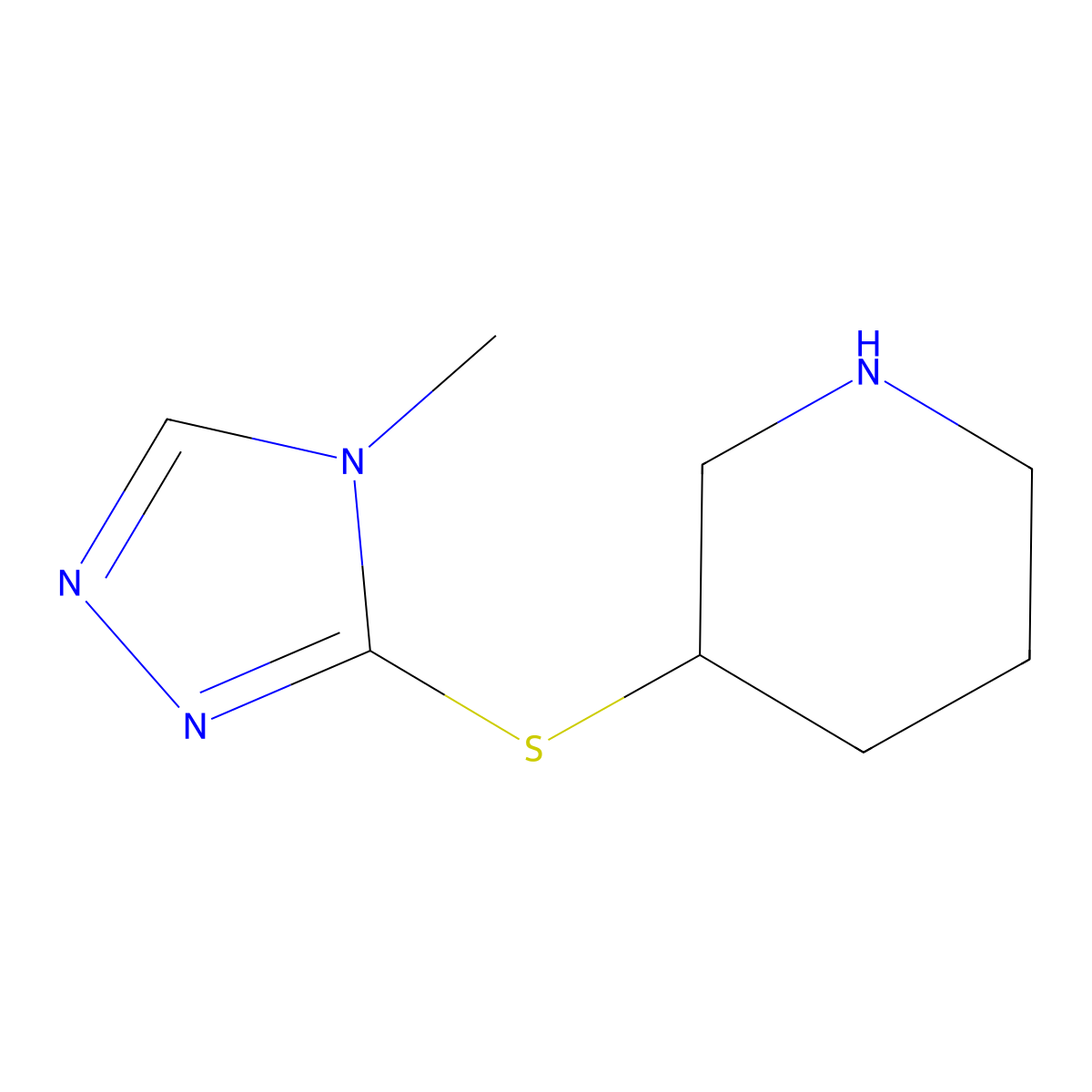 3-[(4-methyl-4H-1,2,4-triazol-3-yl)sulfanyl]piperidine molecular structure, CAS 1248017-26-6