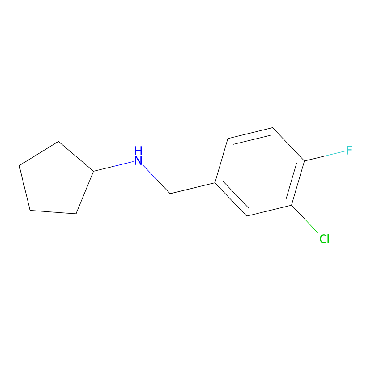 N-[(3-chloro-4-fluorophenyl)methyl]cyclopentanamine molecular structure, CAS 1248019-10-4
