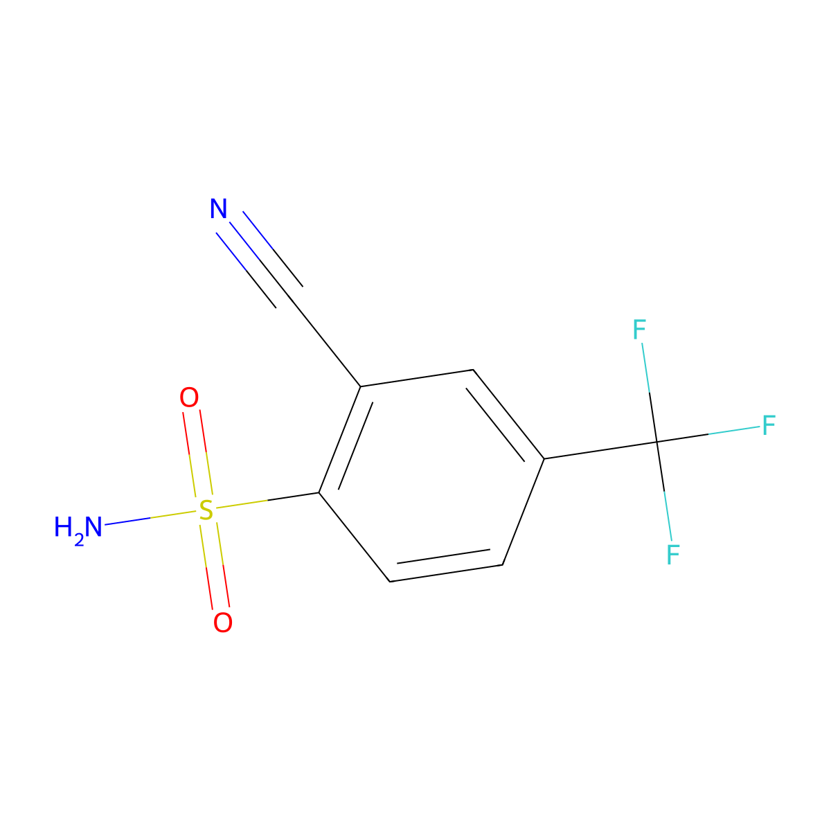 2-Cyano-4-(trifluoromethyl)benzene-1-sulfonamide molecular structure, CAS 1248024-54-5