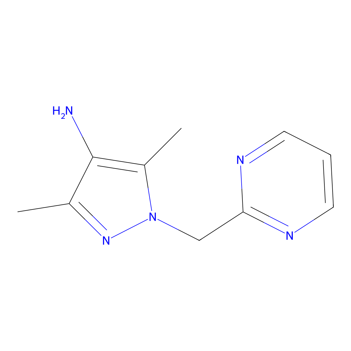 3,5-Dimethyl-1-(pyrimidin-2-ylmethyl)-1h-pyrazol-4-amine molecular structure, CAS 1248028-27-4