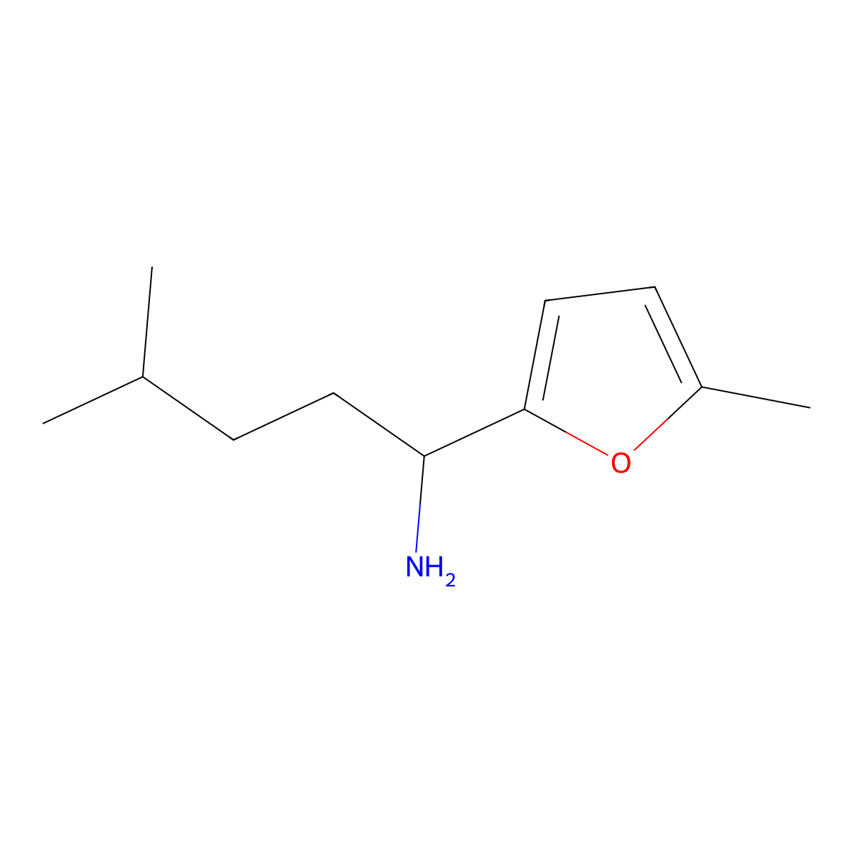 4-Methyl-1-(5-methylfuran-2-yl)pentan-1-amine molecular structure, CAS 1248028-36-5