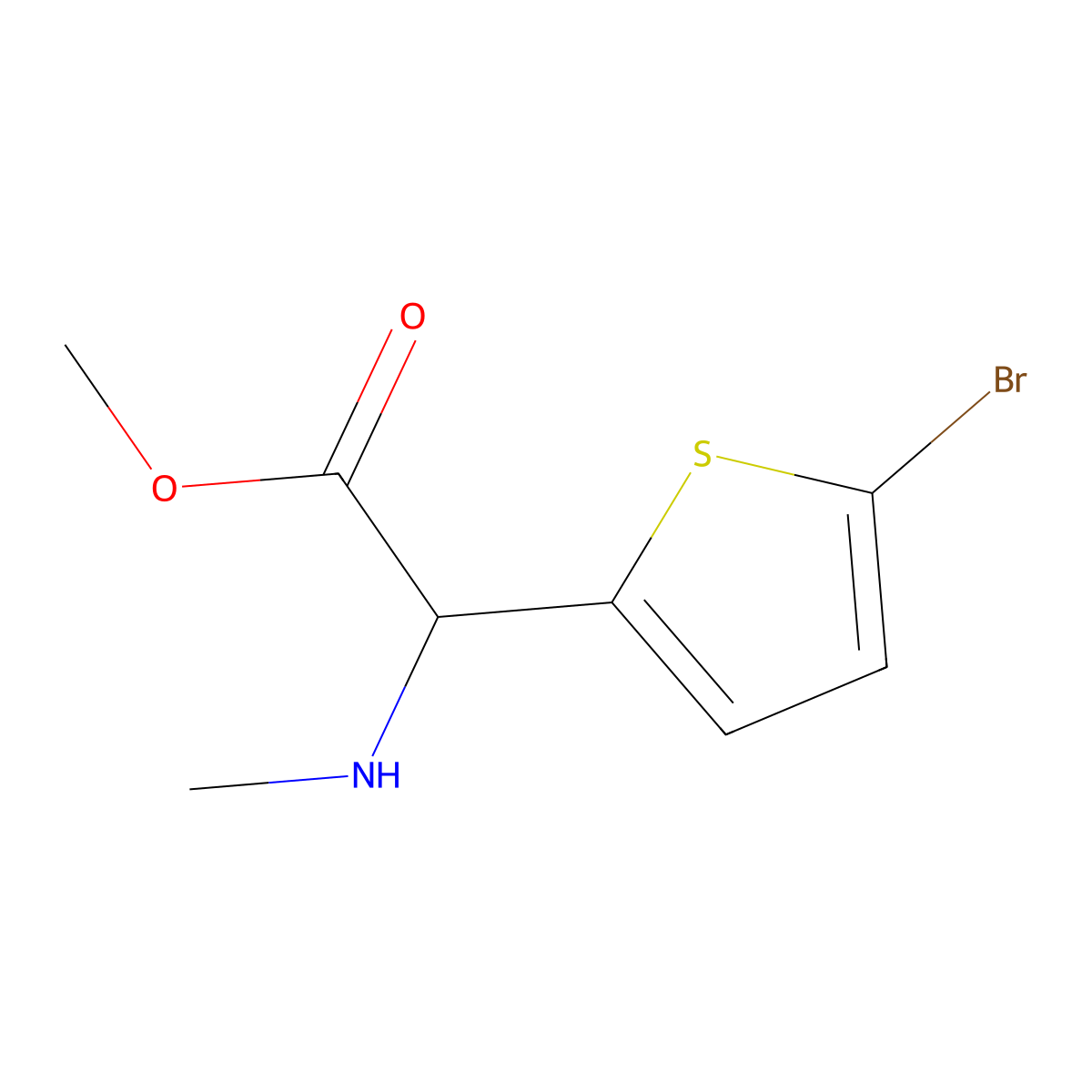 Methyl 2-(5-bromothiophen-2-yl)-2-(methylamino)acetate molecular structure, CAS 1248029-63-1