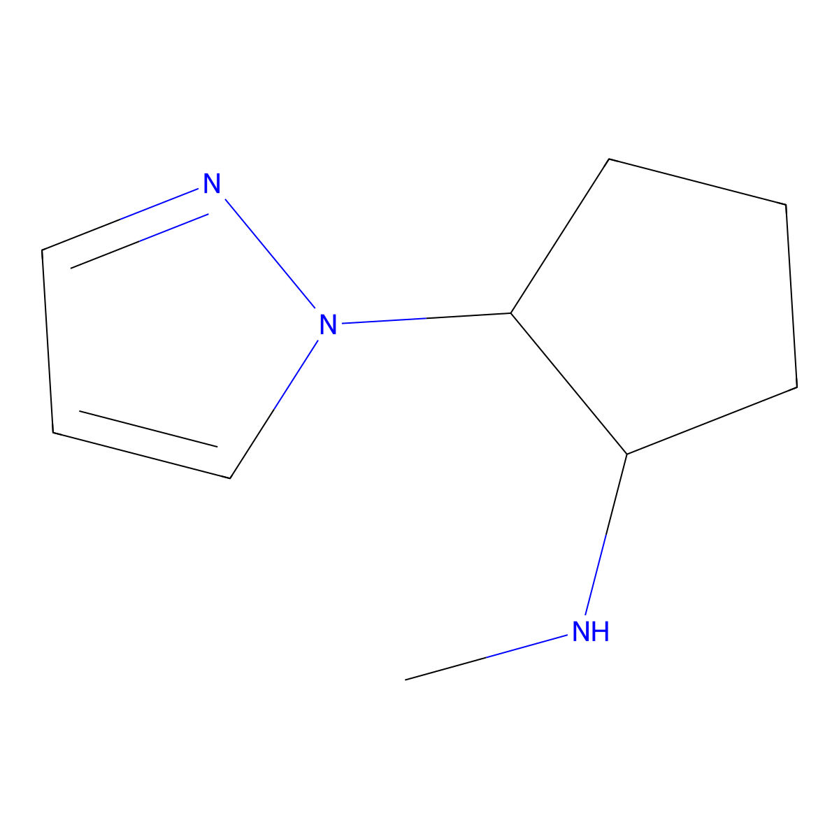 N-methyl-2-(1H-pyrazol-1-yl)cyclopentan-1-amine molecular structure, CAS 1248031-13-1