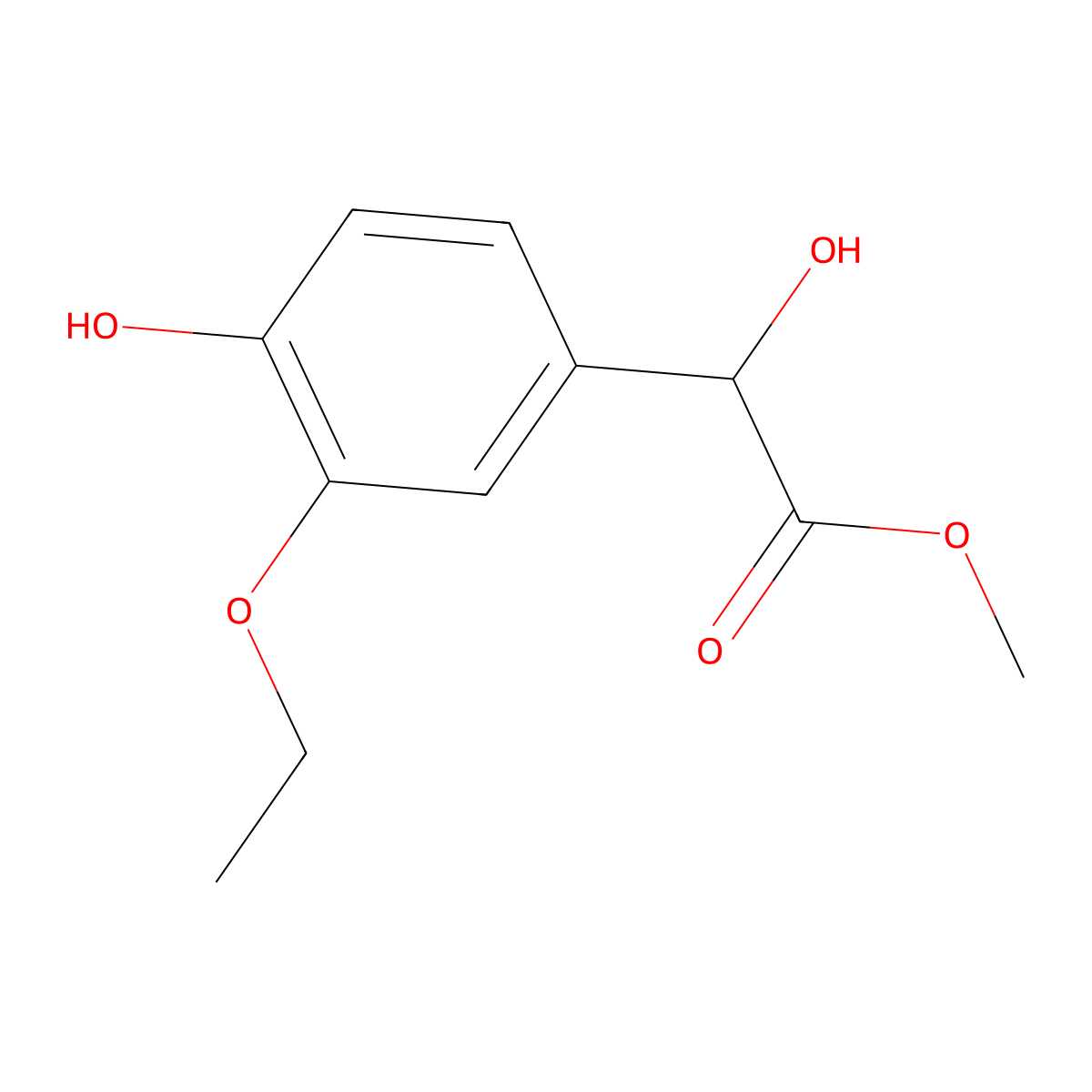 Methyl 2-(3-ethoxy-4-hydroxyphenyl)-2-hydroxyacetate molecular structure, CAS 1248033-33-1
