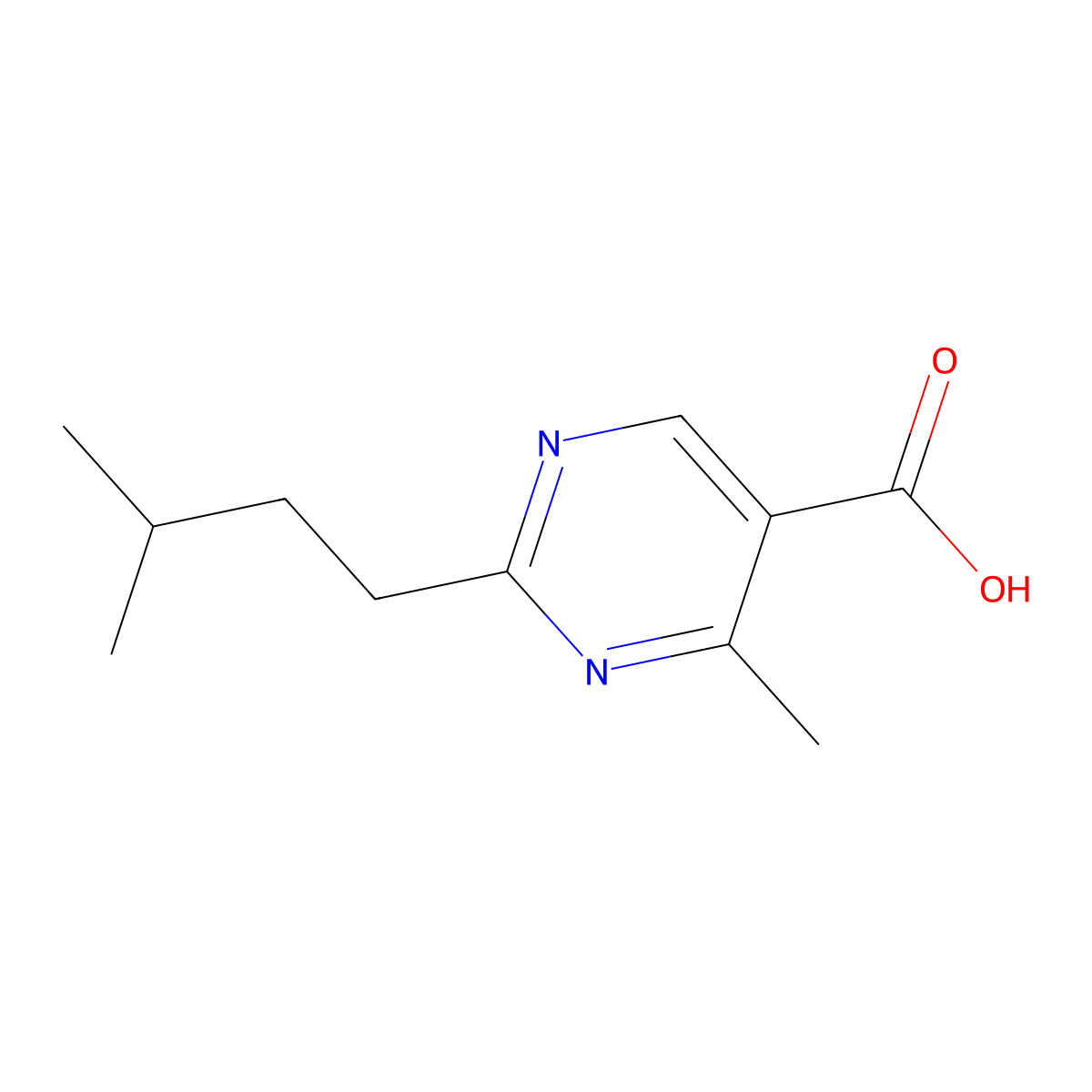 2-Isopentyl-4-methylpyrimidine-5-carboxylic acid molecular structure, CAS 1248033-79-5