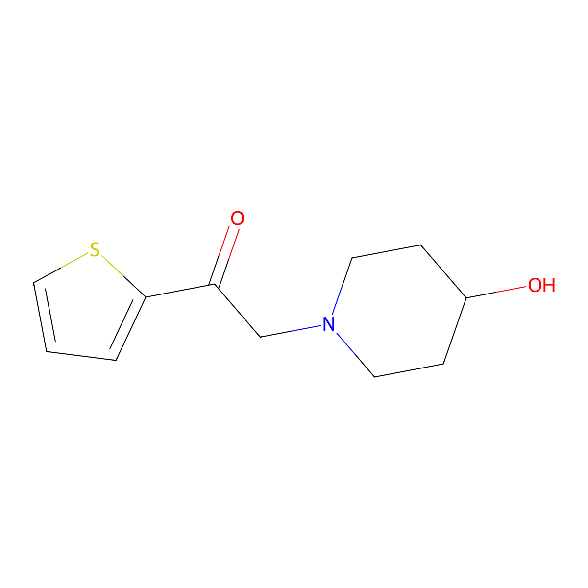 2-(4-Hydroxypiperidin-1-yl)-1-(thiophen-2-yl)ethanone molecular structure, CAS 1248035-93-9