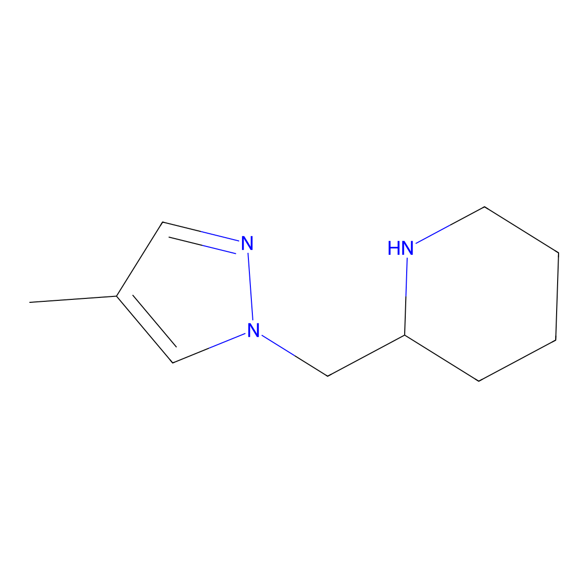 2-[(4-methyl-1H-pyrazol-1-yl)methyl]piperidine molecular structure, CAS 1248036-64-7